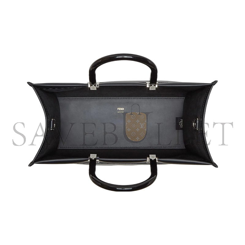 FENDI SUNSHINE MEDIUM BLACK LEATHER TOTE BAG 8BH386ABVLF1DG7 (35*31*17cm)
